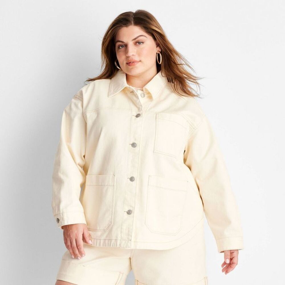 Women's Denim Shacket - Future Collective Cream XXL
